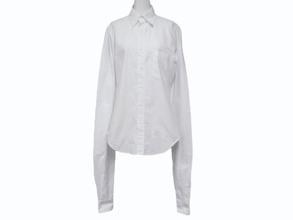 THOM BROWNE トムブラウン オックスフォードクラシックボタンダウンシャツ MM225A-00139100 コットン ホワイト サイズ1 美品 中古 4b004456