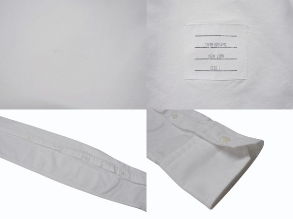 THOM BROWNE トムブラウン オックスフォードクラシックボタンダウンシャツ MM225A-00139100 コットン ホワイト サイズ1 美品 中古 4b004456