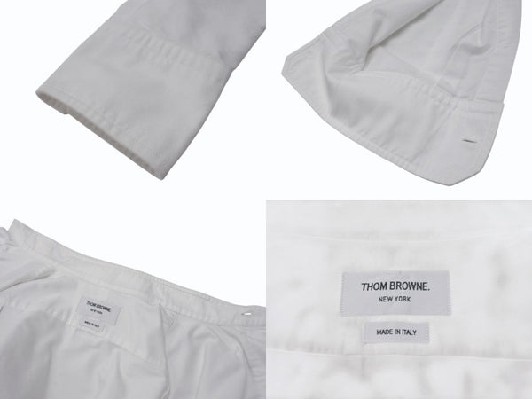 THOM BROWNE トムブラウン オックスフォードクラシックボタンダウンシャツ MM225A-00139100 コットン ホワイト サイズ1 美品 中古 4b004456