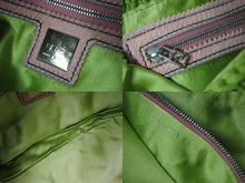 画像をギャラリービューアに読み込む, FENDI フェンディ ワンショルダーバッグ ハンドバッグ マンマバケット ニット ハラコ ピンク グリーン シルバー金具 美品 中古 4b004459