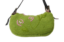 画像をギャラリービューアに読み込む, FENDI フェンディ ワンショルダーバッグ ハンドバッグ マンマバケット ニット ハラコ ピンク グリーン シルバー金具 美品 中古 4b004459