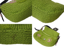 画像をギャラリービューアに読み込む, FENDI フェンディ ワンショルダーバッグ ハンドバッグ マンマバケット ニット ハラコ ピンク グリーン シルバー金具 美品 中古 4b004459