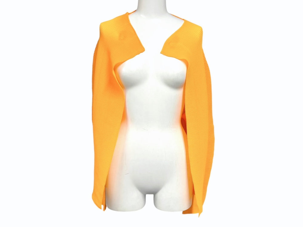 極美品 me ISSEY MIYAKE ミー イッセイミヤケ 長袖トップス MI31FO311 フリーサイズ プリーツ オレンジ 中古 4b004464