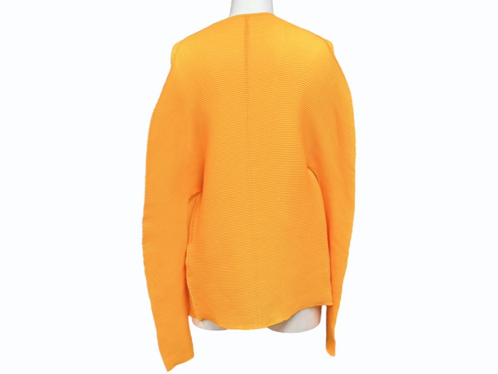 極美品 me ISSEY MIYAKE ミー イッセイミヤケ 長袖トップス MI31FO311 フリーサイズ プリーツ オレンジ 中古 4b004464