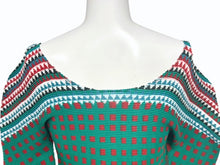 画像をギャラリービューアに読み込む, 極美品 ISSEY MIYAKE ME イッセイミヤケ ミー 長袖Tシャツ カットソー MI53FJ492 幾何学柄 グリーン マルチカラー 中古 4b004469