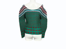 画像をギャラリービューアに読み込む, 極美品 ISSEY MIYAKE ME イッセイミヤケ ミー 長袖Tシャツ カットソー MI53FJ492 幾何学柄 グリーン マルチカラー 中古 4b004469