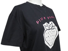 画像をギャラリービューアに読み込む, 極美品 MIUMIU ミュウミュウ いちご pink punk ロゴ 半袖Ｔシャツ MJN168 コットン ブラック サイズXS 中古 4b004471