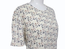 画像をギャラリービューアに読み込む, CELINE セリーヌ 総柄 半袖Tシャツ 2 0358 サイズM マカダム柄 オフホワイト マルチカラー プリント 美品 中古 4b004472