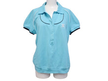 画像をギャラリービューアに読み込む, CELINE セリーヌ 半袖ポロシャツ トップス 2 9A14 サイズXL ブルー ブラウン ホワイト ロゴ刺繍 美品 中古 4b004473