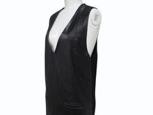 画像をギャラリービューアに読み込む, MAISON MARGIELA メゾンマルジェラ ラムレザー切替 ノースリーブワンピース S31CT0510 ブラック サイズ36 美品 中古 4b004476