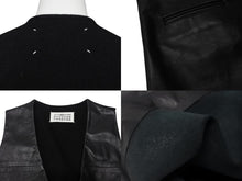 画像をギャラリービューアに読み込む, MAISON MARGIELA メゾンマルジェラ ラムレザー切替 ノースリーブワンピース S31CT0510 ブラック サイズ36 美品 中古 4b004476