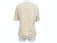 画像をギャラリービューアに読み込む, CELINE セリーヌ 総柄 半袖Tシャツ トップス 2 0358 サイズL マカダム柄 ベージュ マルチカラー プリント 美品 中古 4b004477