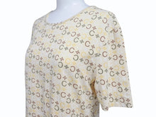 画像をギャラリービューアに読み込む, CELINE セリーヌ 総柄 半袖Tシャツ トップス 2 0358 サイズL マカダム柄 ベージュ マルチカラー プリント 美品 中古 4b004477