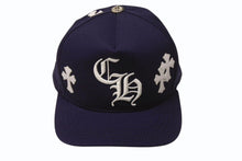 画像をギャラリービューアに読み込む, 新品未使用 CHROME HEARTS クロムハーツ 5パネル セメタリークロスパッチ ベースボールキャップ ONE SIZE 9パッチ ネイビー 中古 4b004479