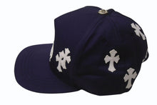画像をギャラリービューアに読み込む, 新品未使用 CHROME HEARTS クロムハーツ 5パネル セメタリークロスパッチ ベースボールキャップ ONE SIZE 9パッチ ネイビー 中古 4b004479