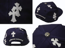 画像をギャラリービューアに読み込む, 新品未使用 CHROME HEARTS クロムハーツ 5パネル セメタリークロスパッチ ベースボールキャップ ONE SIZE 9パッチ ネイビー 中古 4b004479