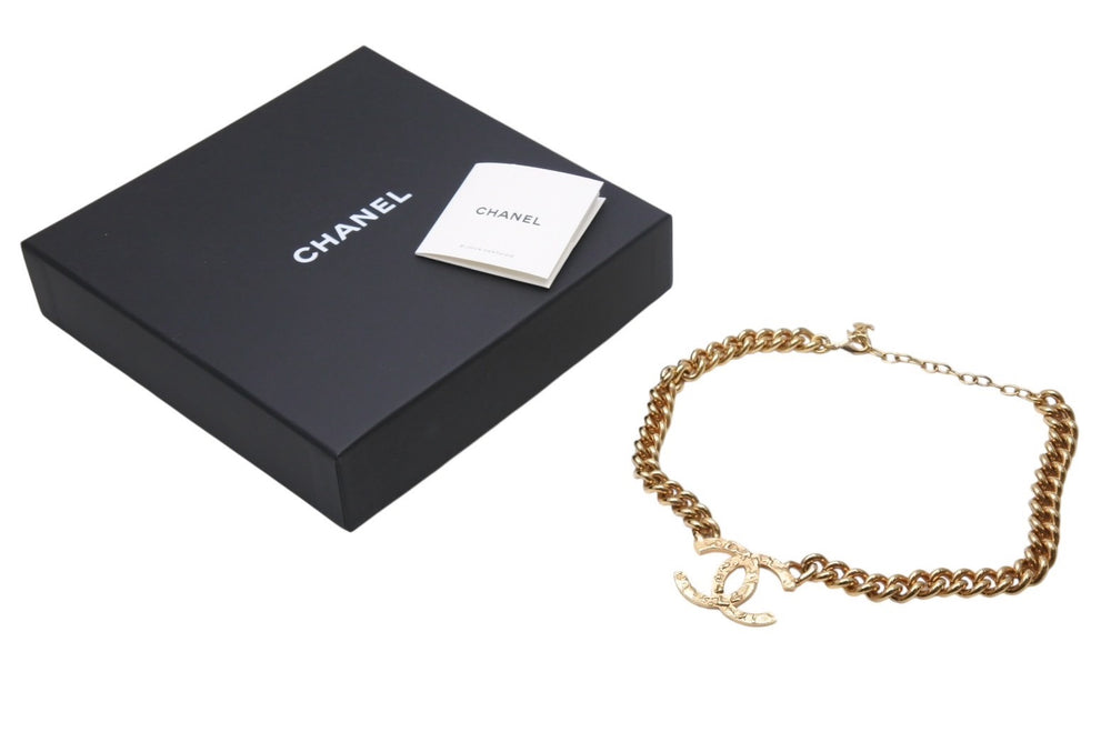 新品未使用 CHANEL シャネル ネックレス チョーカー 重量約97g ココマーク メタル ゴールド 中古 4b004481
