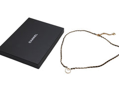 新品未使用 CHANEL シャネル チェーンネックレス ABC578 重量約65.3g B24C刻印 ココマーク レザー メタル ゴールド ブラック 中古 4b004482