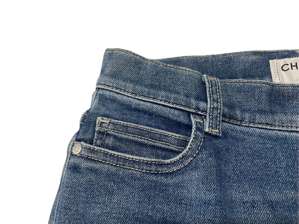 CHANEL Denim pants jeans P64935V61007 Size 38 Tapered here mark pattern Indigo blue Good condition Used 4b004487