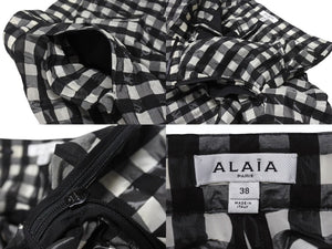 ALAIA アライア スカート AA9P01624T577 ポリエスaテル コットン ポリアミド ブラック ホワイト サイズ38 美品 中古 4b004489