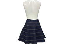 Load image into Gallery viewer, ALAIA アライア デニムフレアスカート AA9J03983153 サイズ36 ボーダーステッチ ネイビー ベルト 美品 中古 4b004491