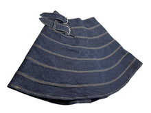 Load image into Gallery viewer, ALAIA アライア デニムフレアスカート AA9J03983153 サイズ36 ボーダーステッチ ネイビー ベルト 美品 中古 4b004491