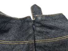 Load image into Gallery viewer, ALAIA アライア デニムフレアスカート AA9J03983153 サイズ36 ボーダーステッチ ネイビー ベルト 美品 中古 4b004491