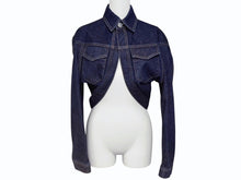 画像をギャラリービューアに読み込む, 極美品 ALAIA アライア デニムジャケット AA9V02423T537 イタリア製 コットン ポリエステル ネイビー サイズ34 中古 4b004492