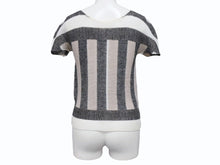 Load image into Gallery viewer, me ISSEY MIYAKE ミー イッセイミヤケ 総柄 プリーツ ワッフルブラウス MI41FK576 ホワイト ブラック ブラウン 良品 中古 4b004497