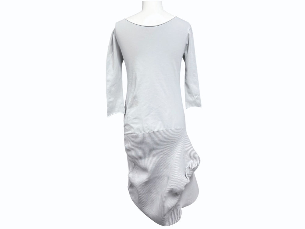 ISSEY MIYAKE イッセイミヤケ 変形デザイン ニットワンピース 七分袖 膝丈 M41-KH795 グレー サイズ2 美品 中古 4b004500