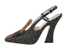 画像をギャラリービューアに読み込む, 美品 FENDI フェンディ フリーダム ストラップパンプス ファブリック 千鳥柄 ブラック グリーン ホワイト レッド サイズ37 中古 4b004512