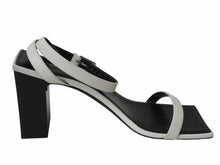 画像をギャラリービューアに読み込む, 極美品 BALENCIAGA バレンシアガ スクエア サンダル 570298 イタリア製 レザー ホワイト ブラック サイズ37 中古 4b004513