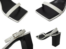 画像をギャラリービューアに読み込む, 極美品 BALENCIAGA バレンシアガ スクエア サンダル 570298 イタリア製 レザー ホワイト ブラック サイズ37 中古 4b004513