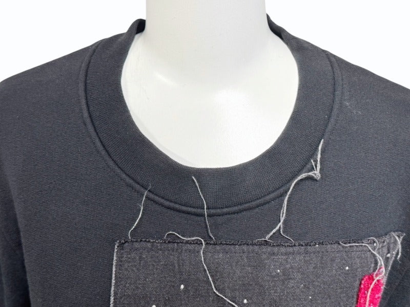 極美品 RAFSIMONS ラフシモンズ Long Sweatshirts With Patches And Striped Ribbing スウェットシャツ 14AW ブラック サイズS 中古 4b004545