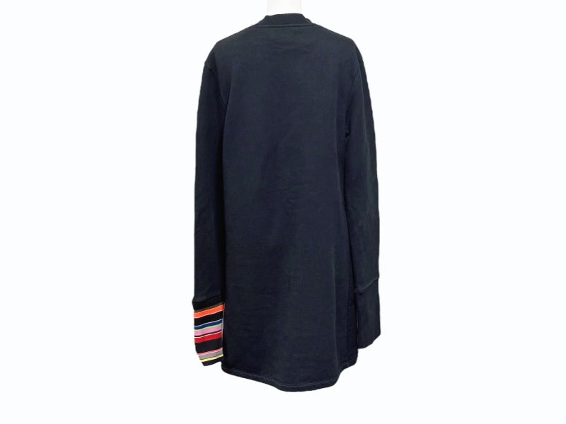 極美品 RAFSIMONS ラフシモンズ Long Sweatshirts With Patches And Striped Ribbing スウェットシャツ 14AW ブラック サイズS 中古 4b004545