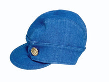 Load image into Gallery viewer, 極美品 CHANEL シャネル キャスケット キャップ 帽子 コットン ライクラ ネイビー ホワイト ゴールド金具 サイズ56 中古 4b004547