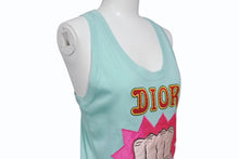 画像をギャラリービューアに読み込む, Christian Dior クリスチャンディオール NOT WAR タンクトップ ノースリーブ 5E16155080 サイズ38 ブルー 刺繍 美品 中古 4b004550