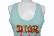 画像をギャラリービューアに読み込む, Christian Dior クリスチャンディオール NOT WAR タンクトップ ノースリーブ 5E16155080 サイズ38 ブルー 刺繍 美品 中古 4b004550