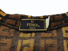 画像をギャラリービューアに読み込む, 極美品 FENDI フェンディ ズッカ柄 パイル ノースリーブ ワンピース ブラウン コットン ナイロン ロゴ 総柄 サイズ44 中古 4b004551