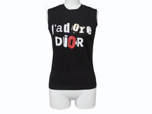 Load image into Gallery viewer, Christian Dior クリスチャンディオール J'adore Dior Logo タンクトップ ガリアーノ期 3E16155302 コットン ブラック サイズ38 美品 中古 4b004561