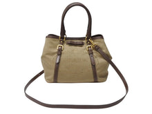 画像をギャラリービューアに読み込む, 極美品 PRADA プラダ 2WAY ハンドバッグ ショルダーバッグ BN1841 ジャガード レザー ベージュ ブラウン ゴールド金具 中古 4b004562