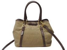 画像をギャラリービューアに読み込む, 極美品 PRADA プラダ 2WAY ハンドバッグ ショルダーバッグ BN1841 ジャガード レザー ベージュ ブラウン ゴールド金具 中古 4b004562