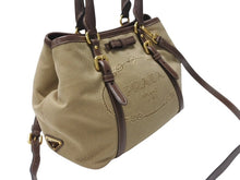 画像をギャラリービューアに読み込む, 極美品 PRADA プラダ 2WAY ハンドバッグ ショルダーバッグ BN1841 ジャガード レザー ベージュ ブラウン ゴールド金具 中古 4b004562