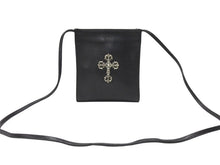 画像をギャラリービューアに読み込む, CHROME HEARTS クロムハーツ SQ PKT FILIGREE CRS スクエアポケット フィリグリークロス ショルダーバッグ ブラック 美品 中古 4b004583