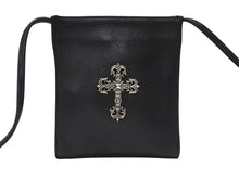 画像をギャラリービューアに読み込む, CHROME HEARTS クロムハーツ SQ PKT FILIGREE CRS スクエアポケット フィリグリークロス ショルダーバッグ ブラック 美品 中古 4b004583