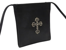 画像をギャラリービューアに読み込む, CHROME HEARTS クロムハーツ SQ PKT FILIGREE CRS スクエアポケット フィリグリークロス ショルダーバッグ ブラック 美品 中古 4b004583