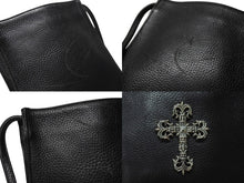 画像をギャラリービューアに読み込む, CHROME HEARTS クロムハーツ SQ PKT FILIGREE CRS スクエアポケット フィリグリークロス ショルダーバッグ ブラック 美品 中古 4b004583