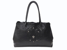 Load image into Gallery viewer, CHROME HEARTS クロムハーツ TOTE W SNP BS FLUER スナップ トートバッグ BSフレアパッチ レザー シルバー925 ブラック 美品 中古 4b004584