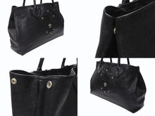 Load image into Gallery viewer, CHROME HEARTS クロムハーツ TOTE W SNP BS FLUER スナップ トートバッグ BSフレアパッチ レザー シルバー925 ブラック 美品 中古 4b004584
