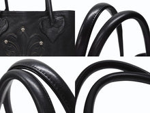 Load image into Gallery viewer, CHROME HEARTS クロムハーツ TOTE W SNP BS FLUER スナップ トートバッグ BSフレアパッチ レザー シルバー925 ブラック 美品 中古 4b004584